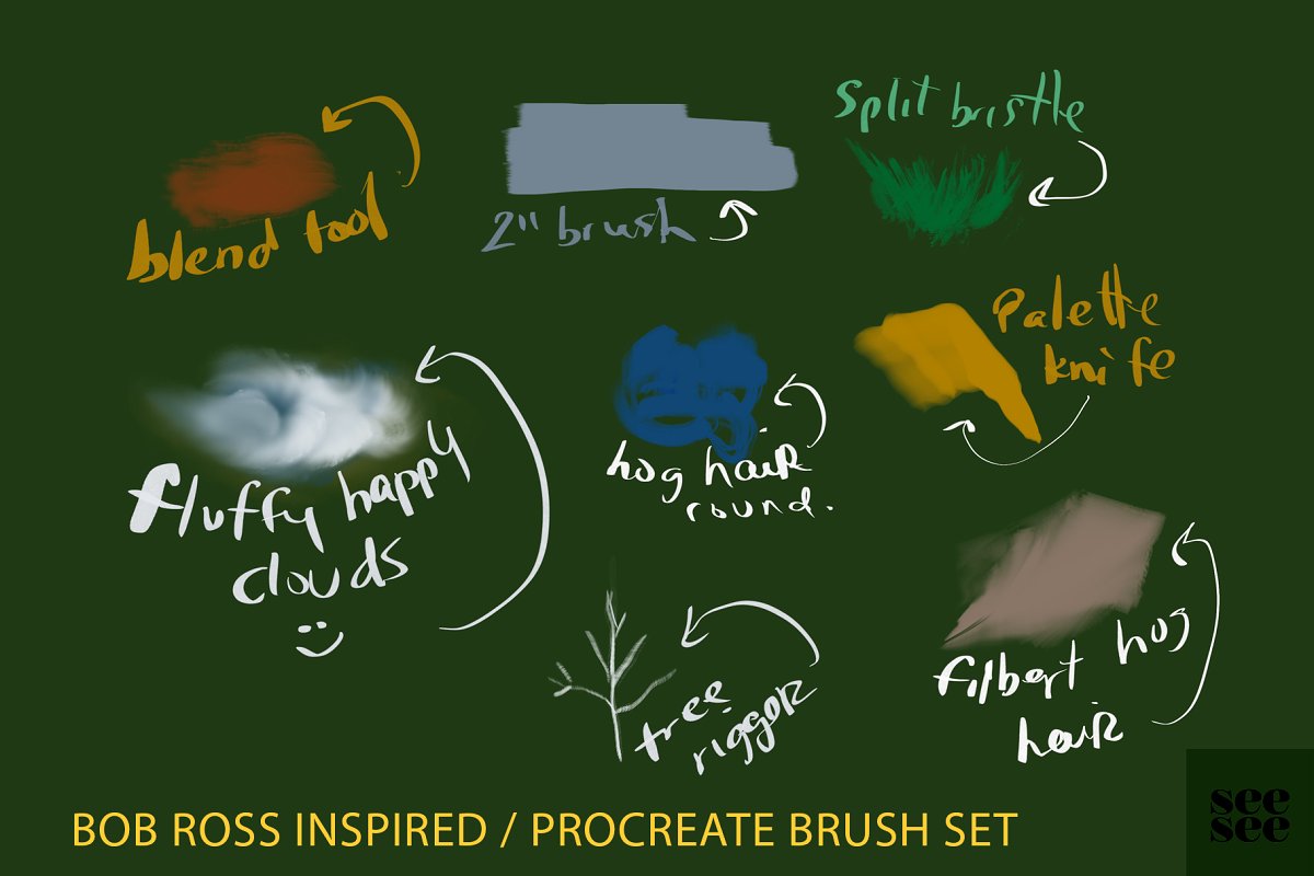 笔刷下载 Bob Ross Inspired Procrea