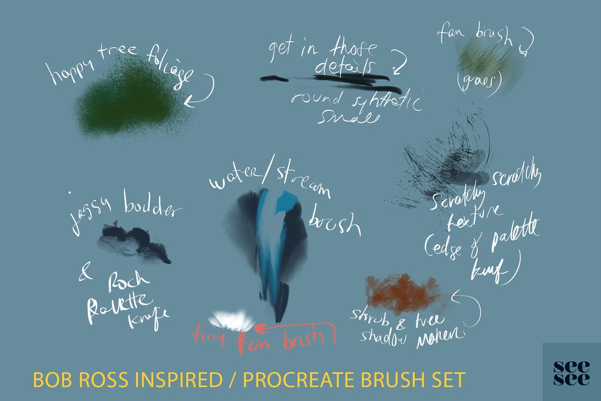 笔刷下载 Bob Ross Inspired Procrea