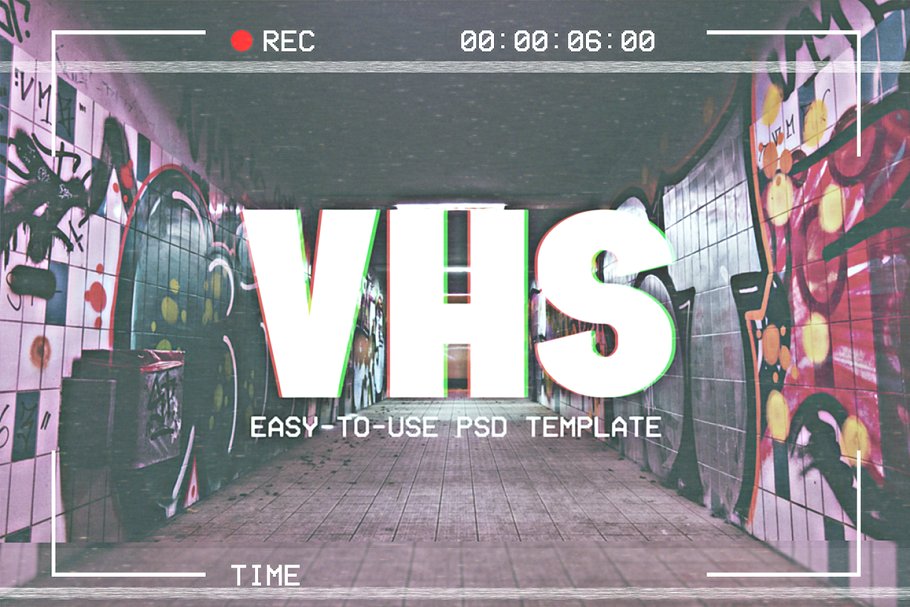 VHS录像效果的PS动作 VHS Template #878