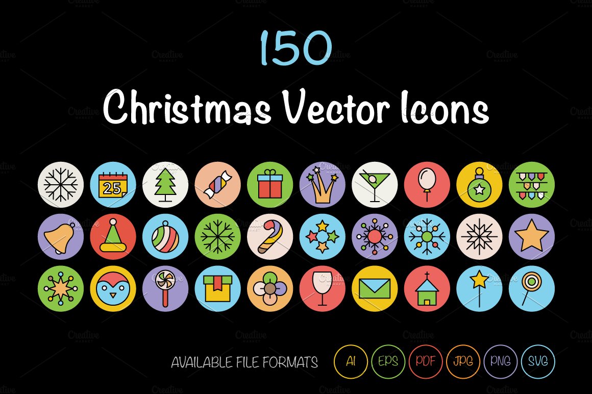 圣诞节矢量图标 150 Christmas Vector I
