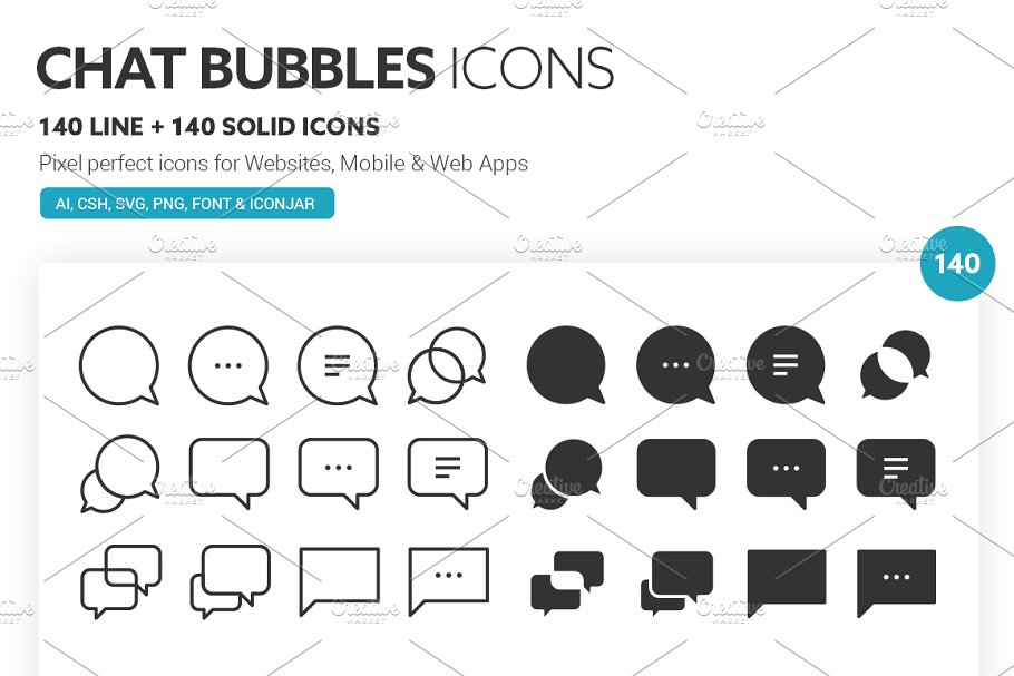 聊天气泡矢量图标 Chat Bubbles Icons #1