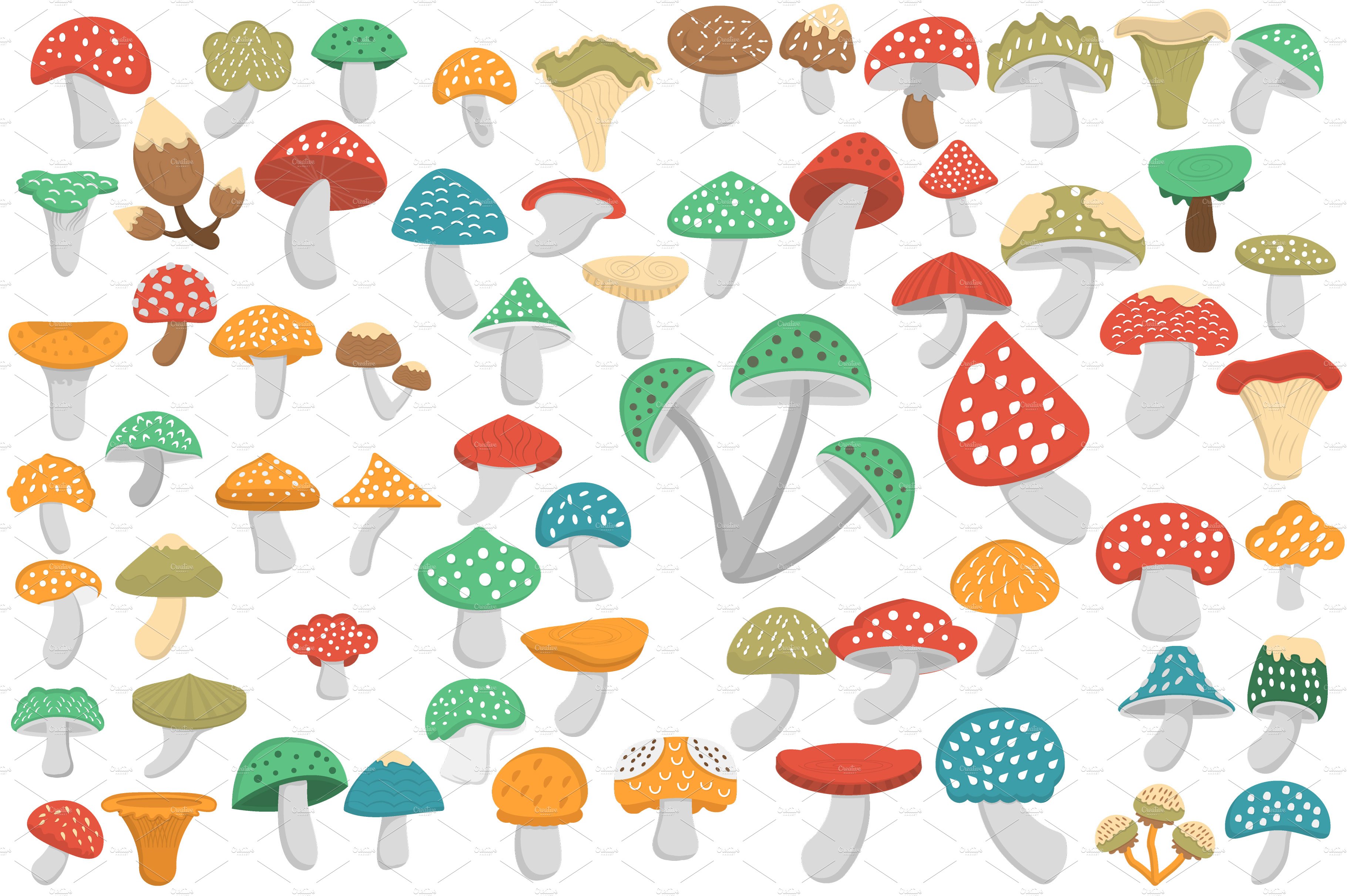 蘑菇元素简笔画图标下载 60 Mushroom Flat I