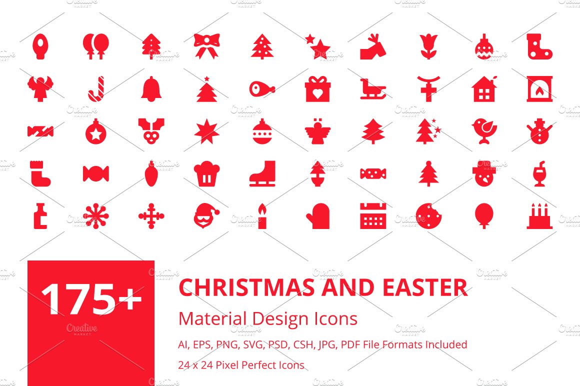 圣诞节和复活节的图标下载 175  Christmas an