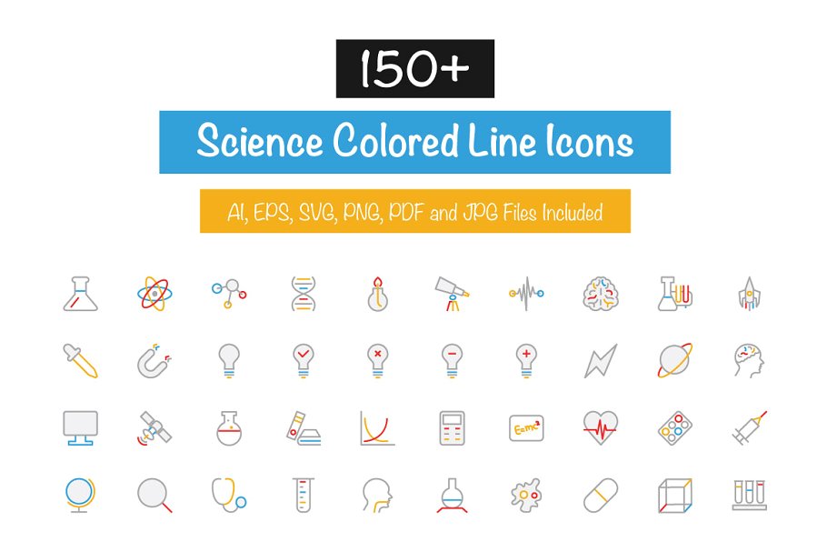 科技图标素材 150  Science Colored Li