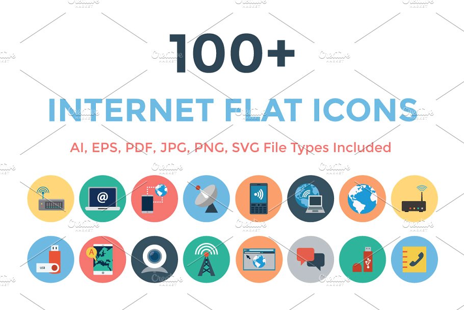 扁平化网络图标素材 100  Internet Flat I