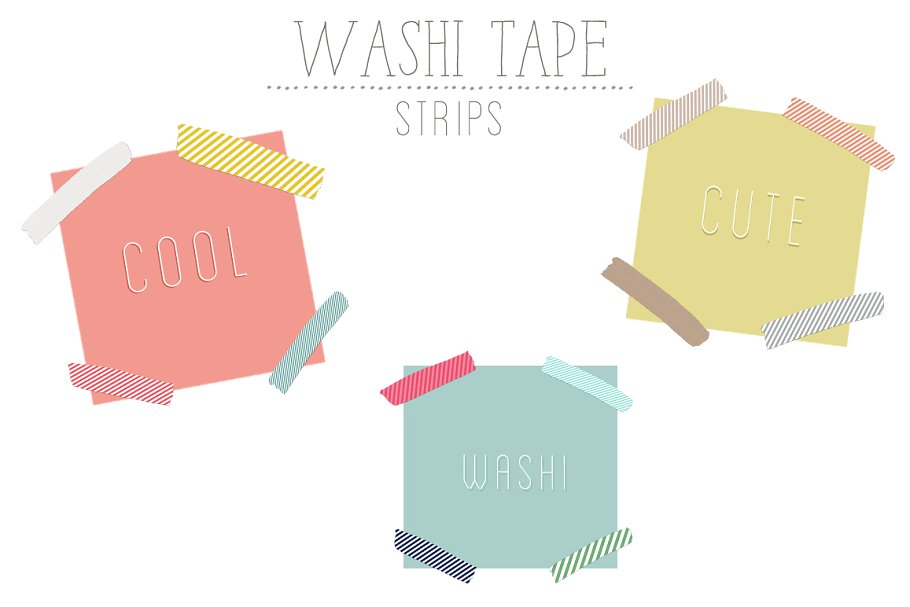 胶带矢量插画 Washi Tape Strips #1403