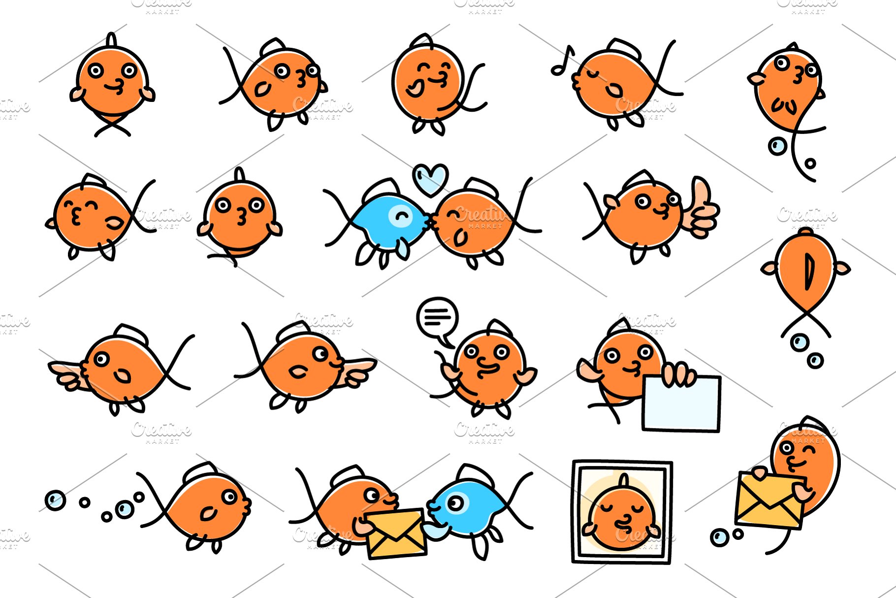 金鱼矢量插画图标 Goldfish – character