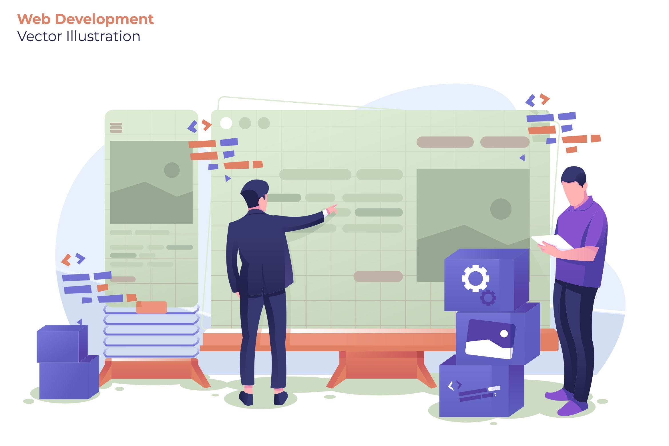 有创意的网页开发概念矢量插画developer-vector