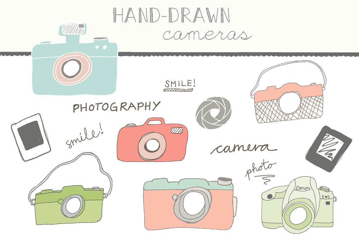手绘相机矢量图形 Handdrawn Cameras #14