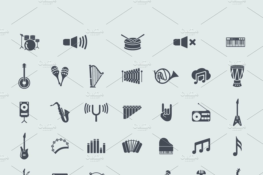 音乐矢量图标 40 music icons #140249