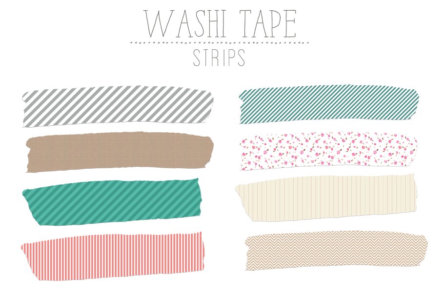 胶带矢量插画 Washi Tape Strips #1403