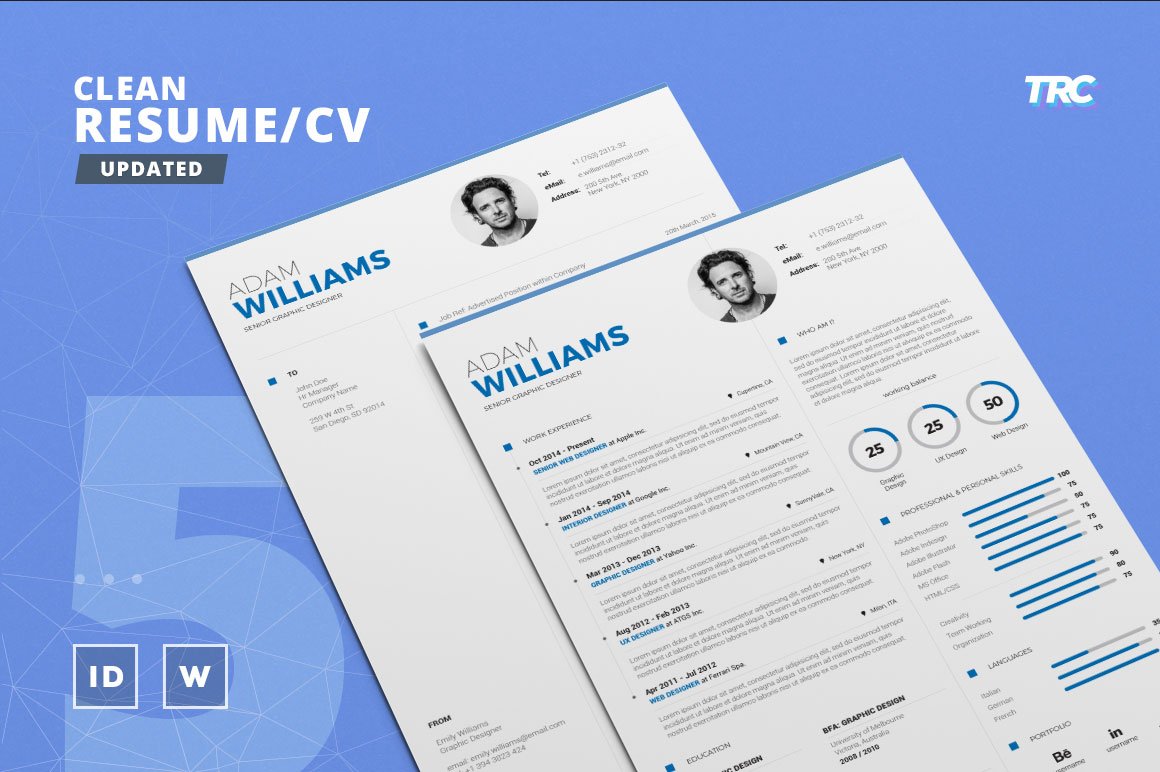 干净的简历模板 Clean ResumeCv Templat