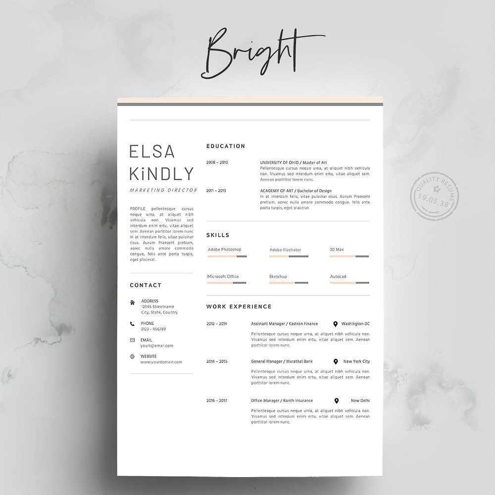 时尚简历模板 Resume Template – Brigh