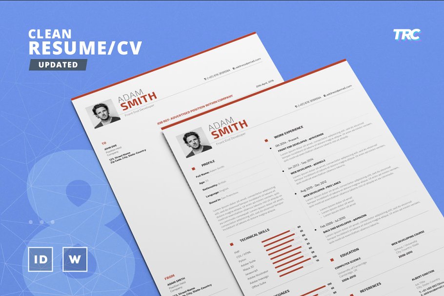 干净的简历模板下载 Clean Resume Cv Temp