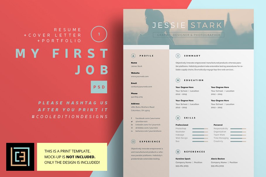 专业个人简历模板下载 MyFirstJob – Resume