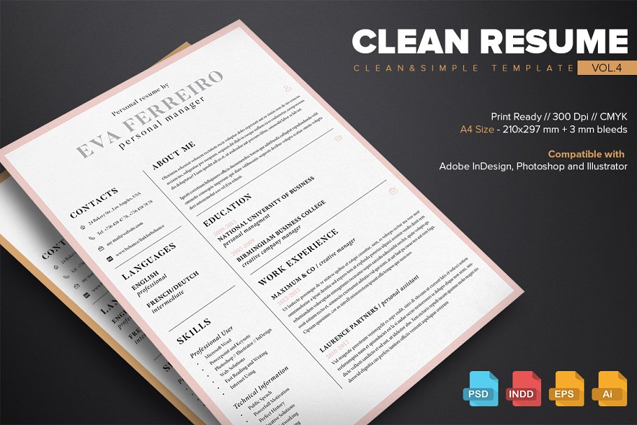 干净的简历模板 Clean Resume Template