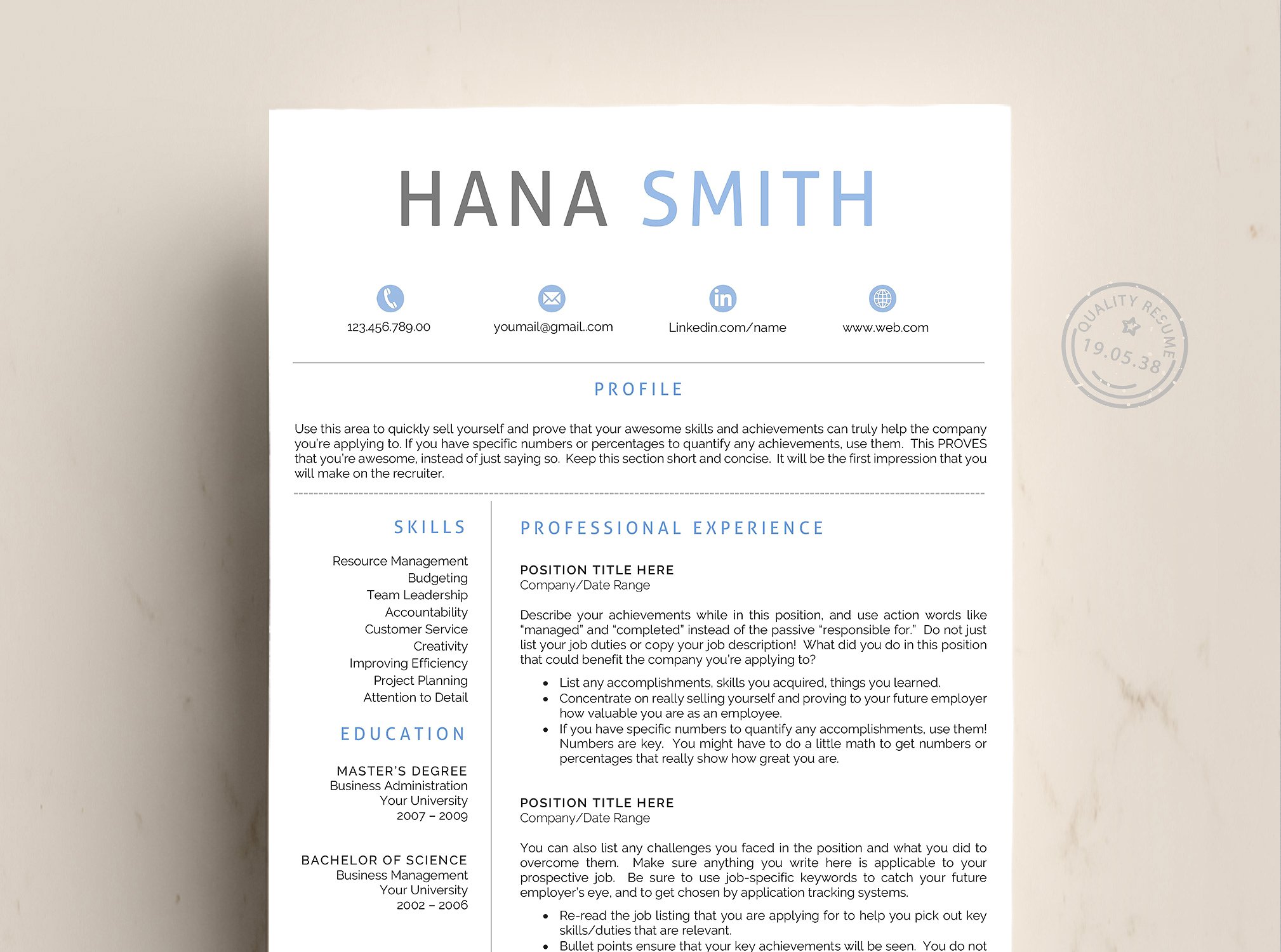 简历设计模板 Resume Template CV Word