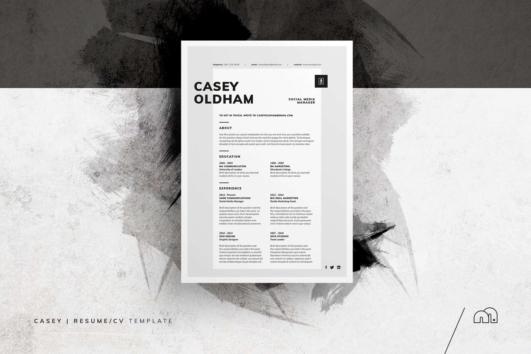 高端个性设计简历模板 Casey – ResumeCV #1