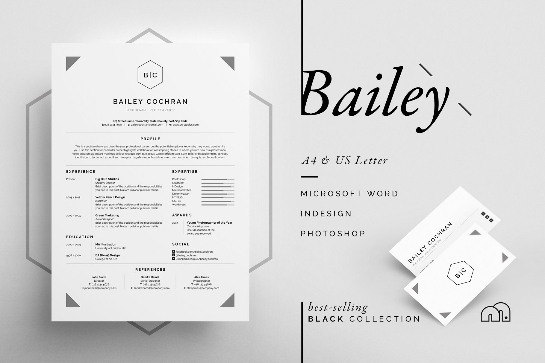 商业简历模板 Bailey – Resume CV #134