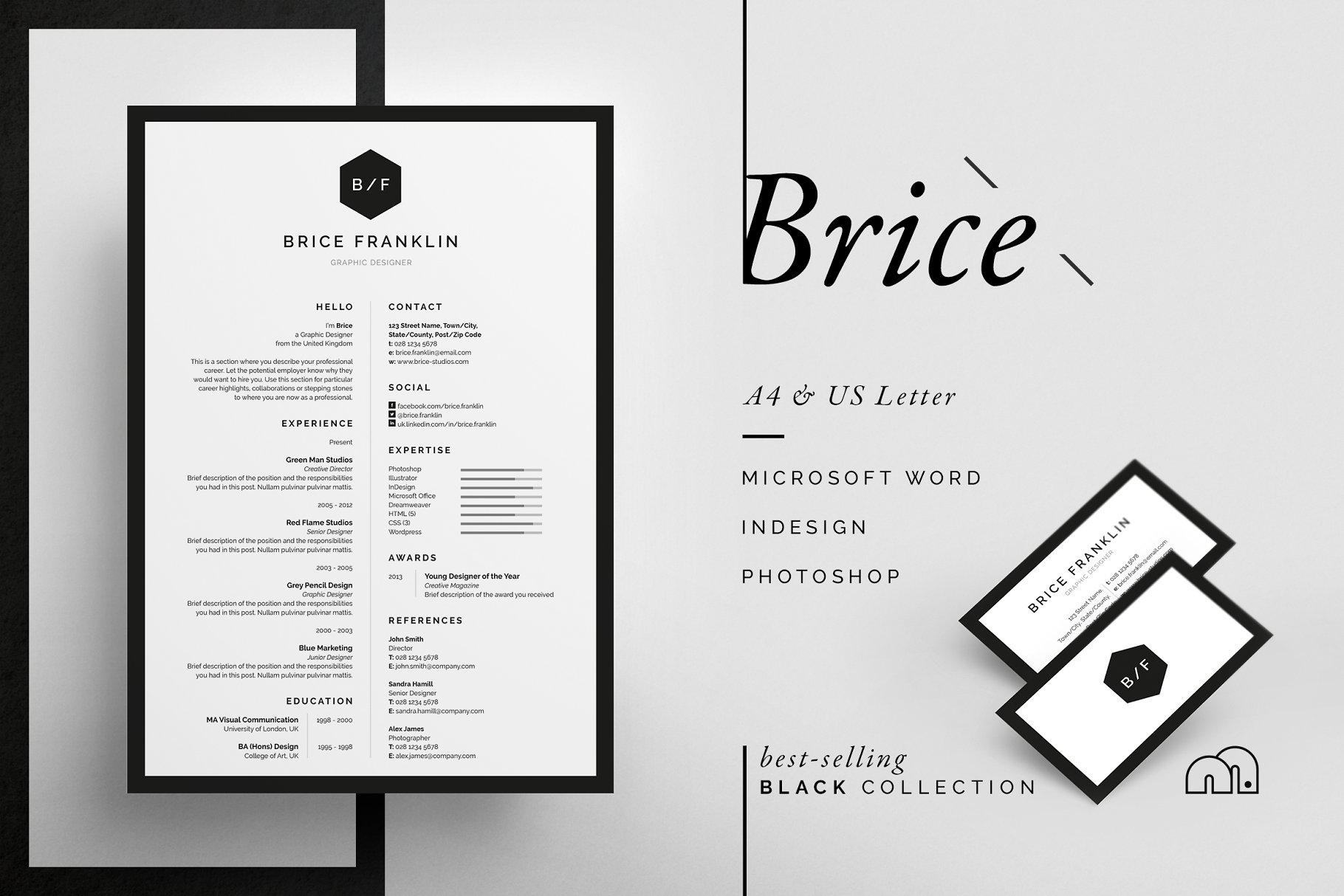 高端简历模板 Brice – Resume CV #1340