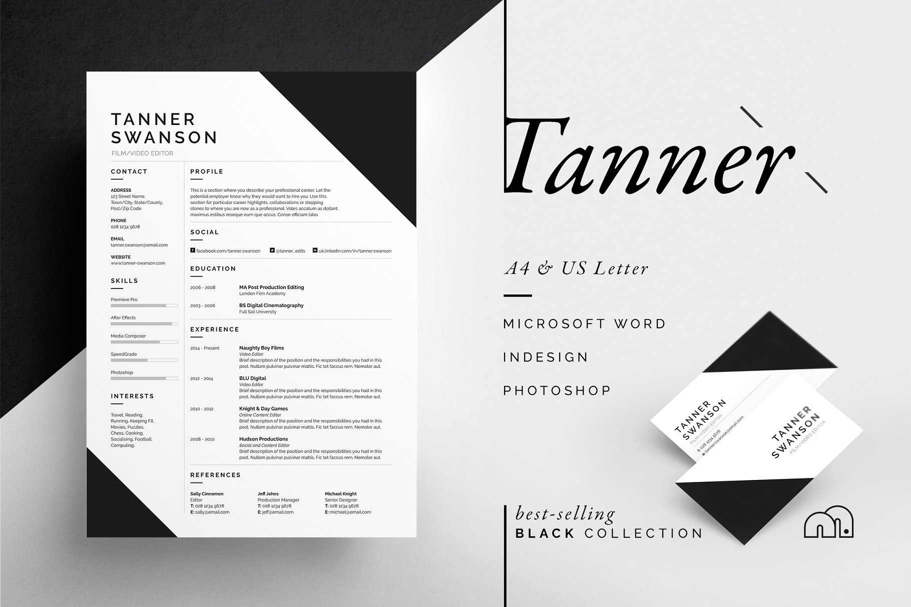 简单专业简历模板 Tanner – Resume CV #1
