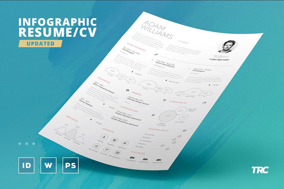 信息图表的简历模板 Infographic Resume C
