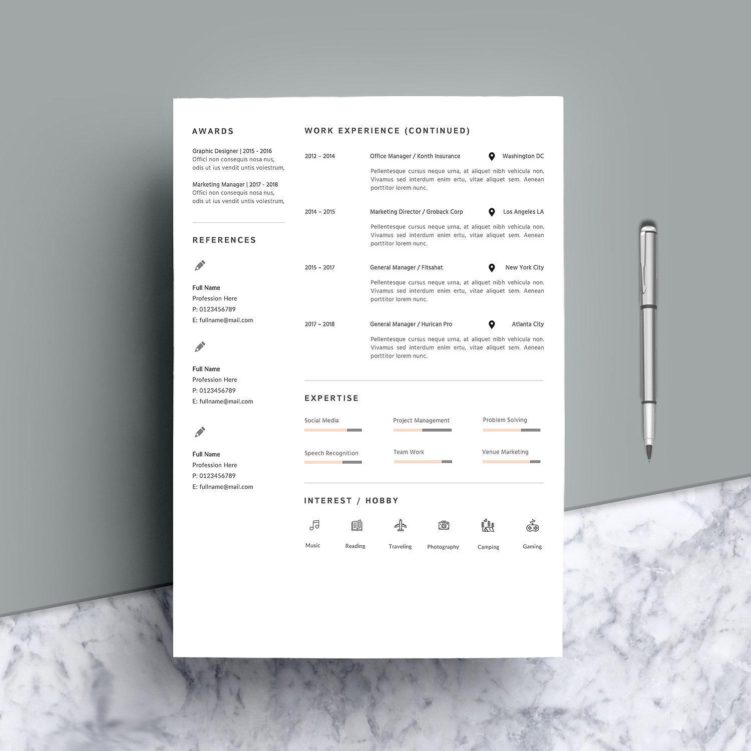 时尚简历模板 Resume Template – Brigh