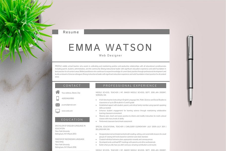 专业个人简历表 Resume template   FREE