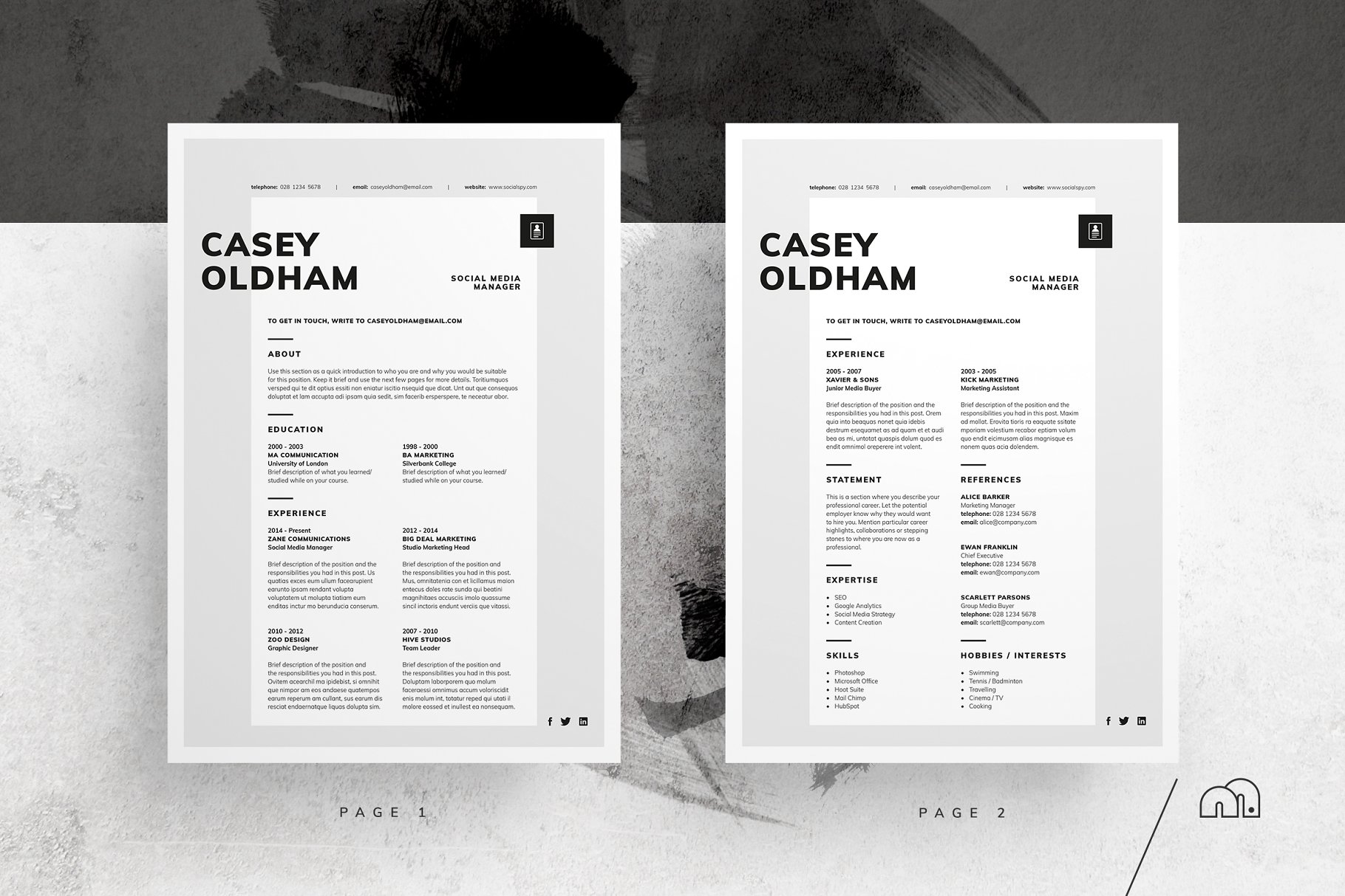 高端个性设计简历模板 Casey – ResumeCV #1