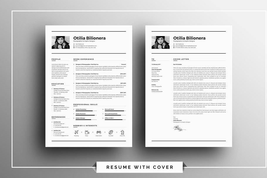 高端专业简历模板 Resume CV-Otilia Bili