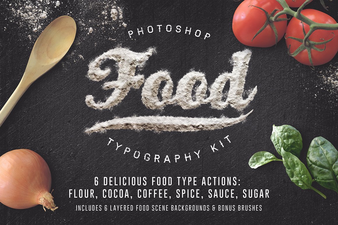 美味可口的食物字体的ps动作下载 Food Typograp