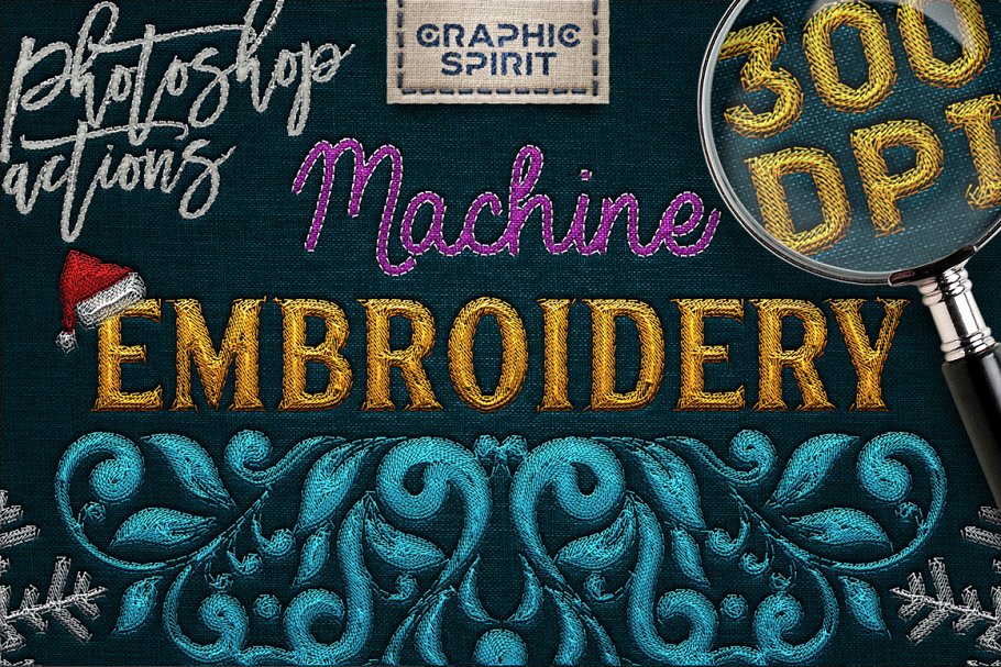 刺绣效果的Photoshop动作素材 Embroidery