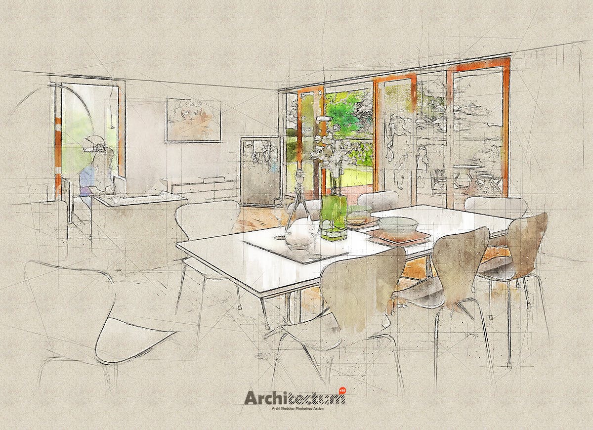 高品质的房地产建筑行业的草图手绘素描速写水彩 #297543