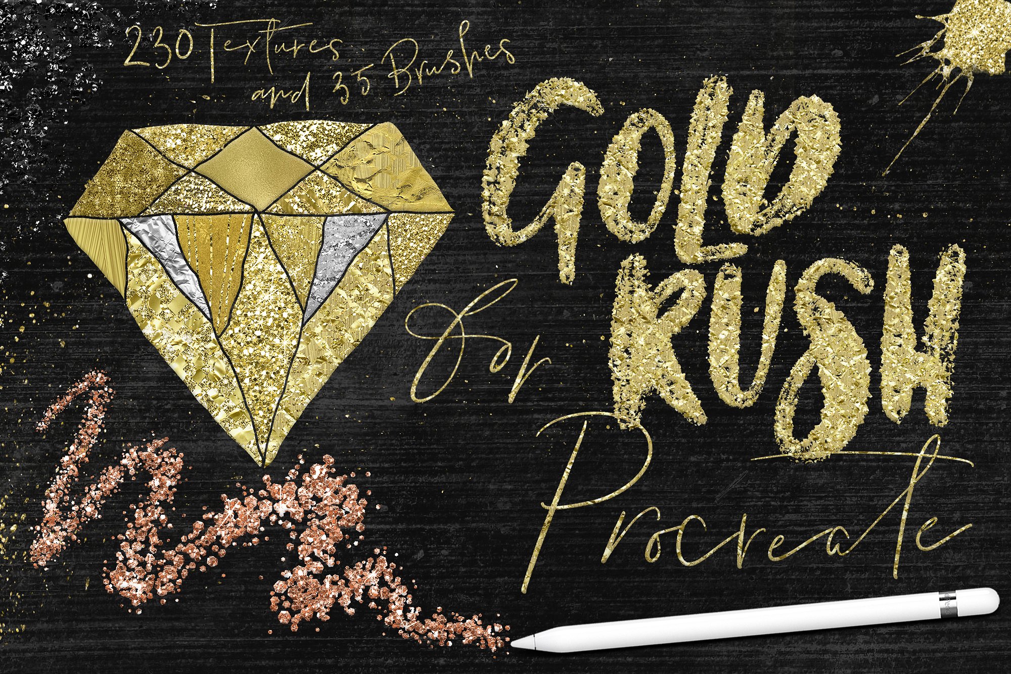 绘画应用专用金漆笔刷 Gold Rush for Procr