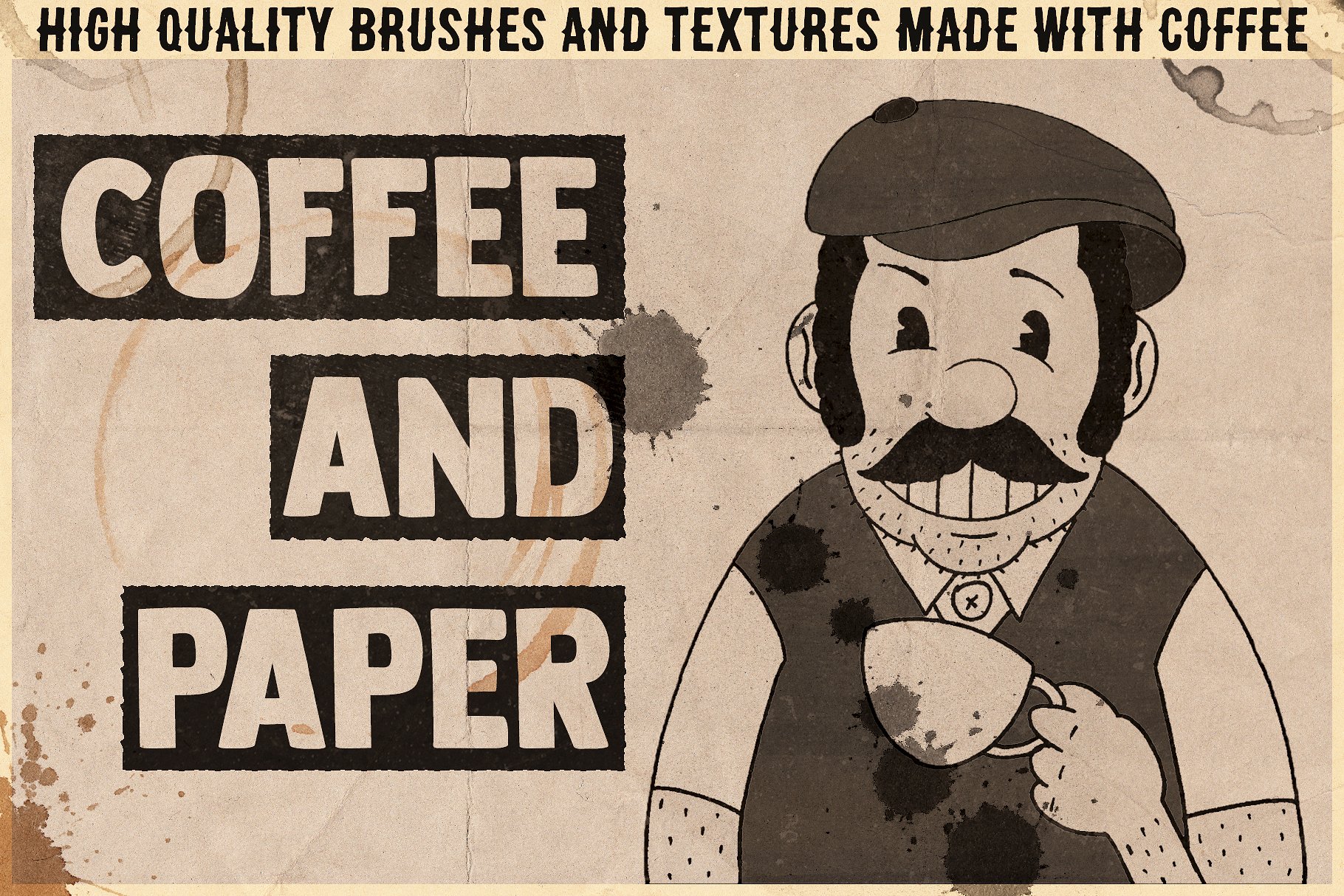 12款高级感复古纸张纹理咖啡纸手工包装Coffee-amp;