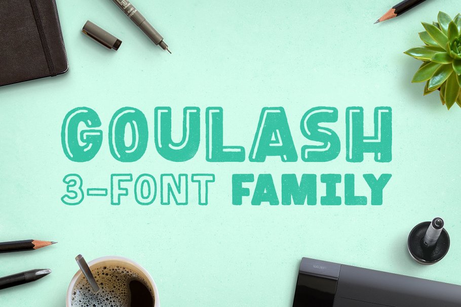 高光效果的字体 Goulash 3-Font Family