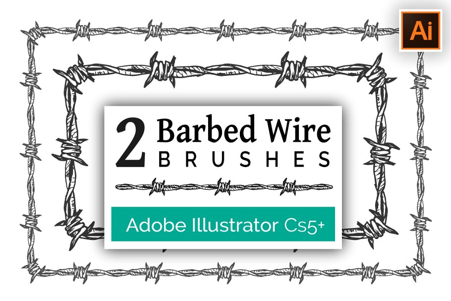 钢丝网Ai笔刷 Barbed Wire Brushes fo