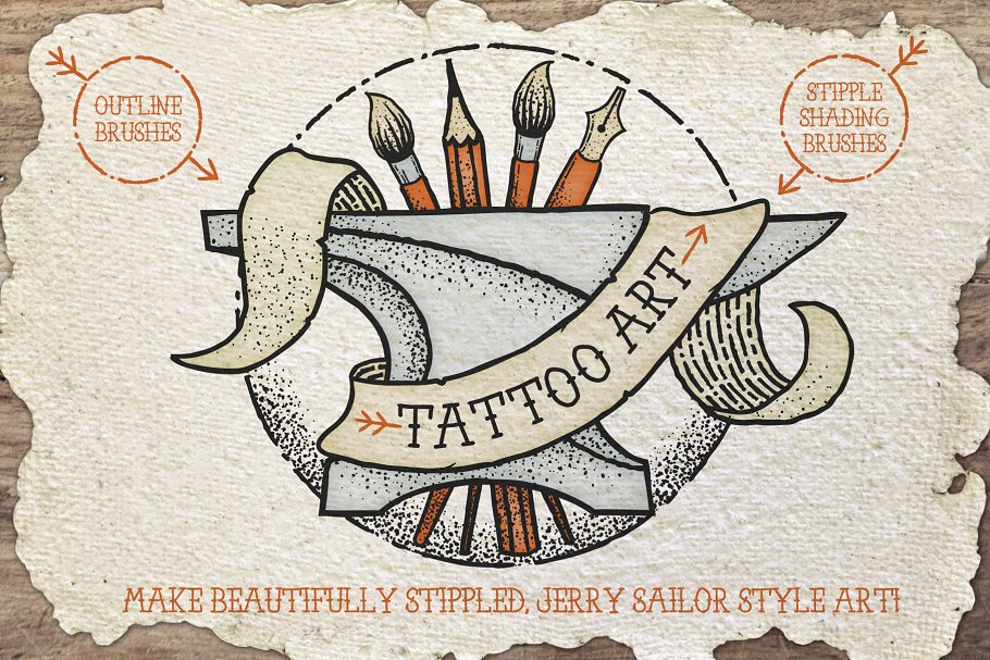 纹身风格的笔刷效果 Tattoo Style Art Bru