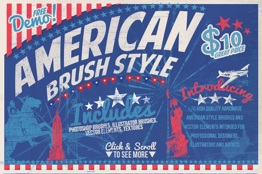 美国笔刷样式素材 American Brush Style