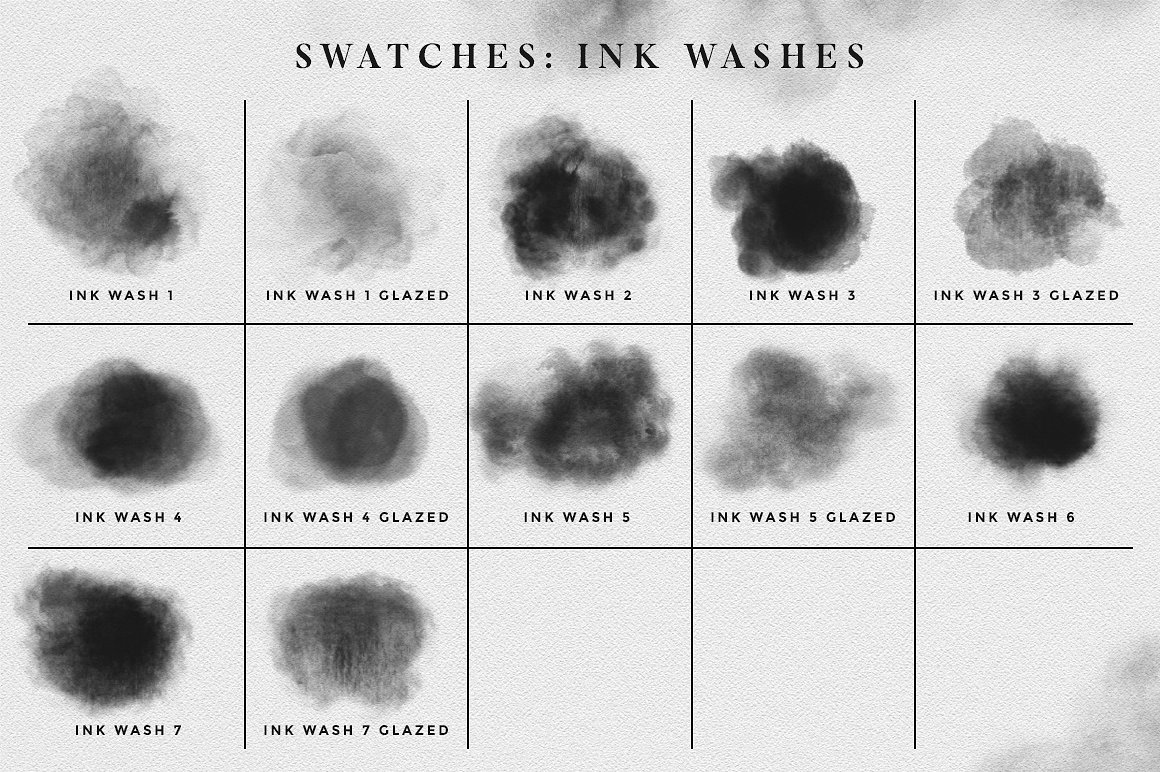 手工制作的水彩笔PS笔刷Ink Brushes - Phot