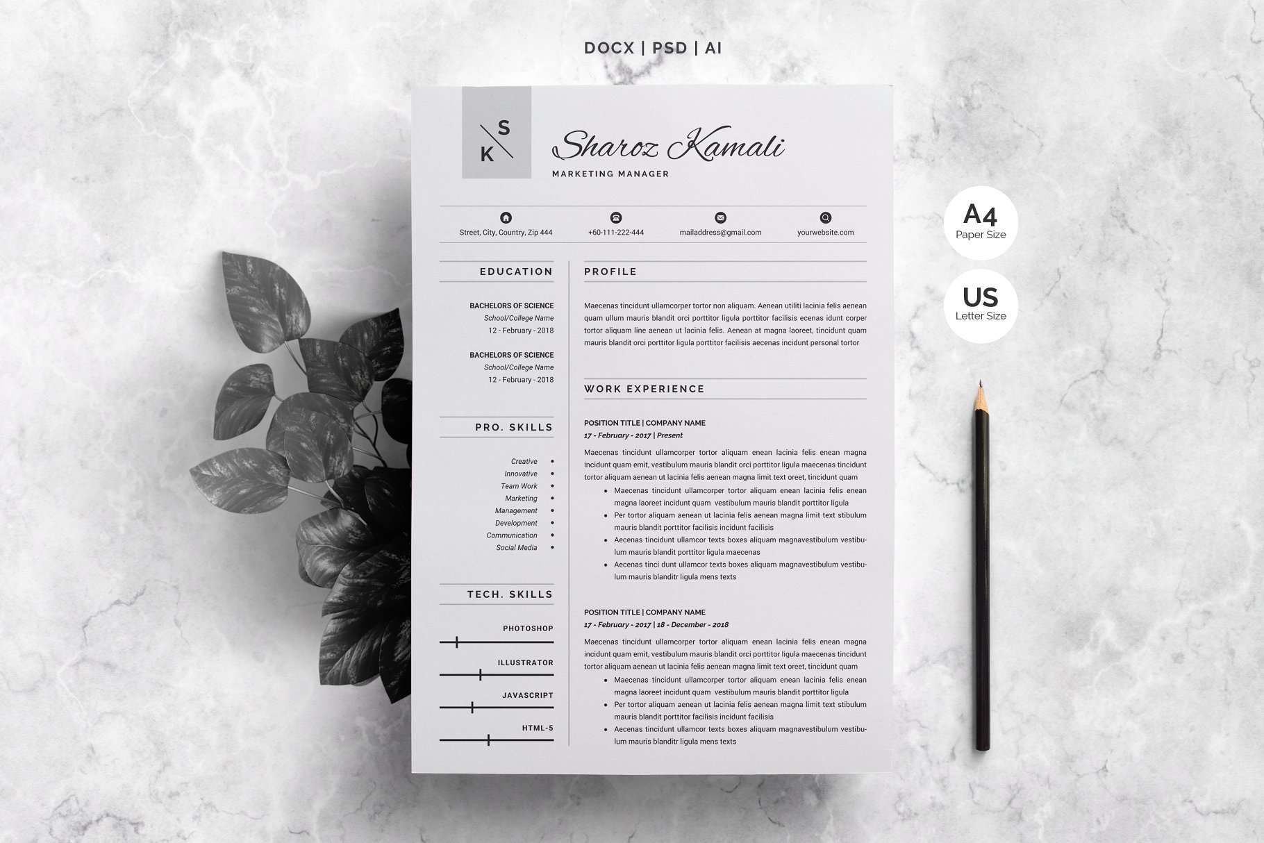 酷炫高端简历模板 Resume Template 4 Pag