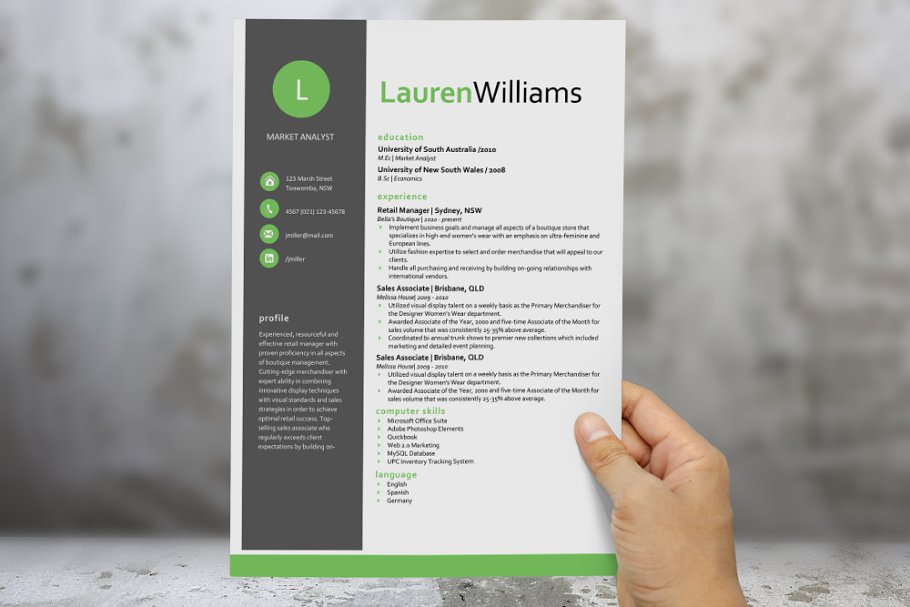 绿色的简历模板 Green resume template