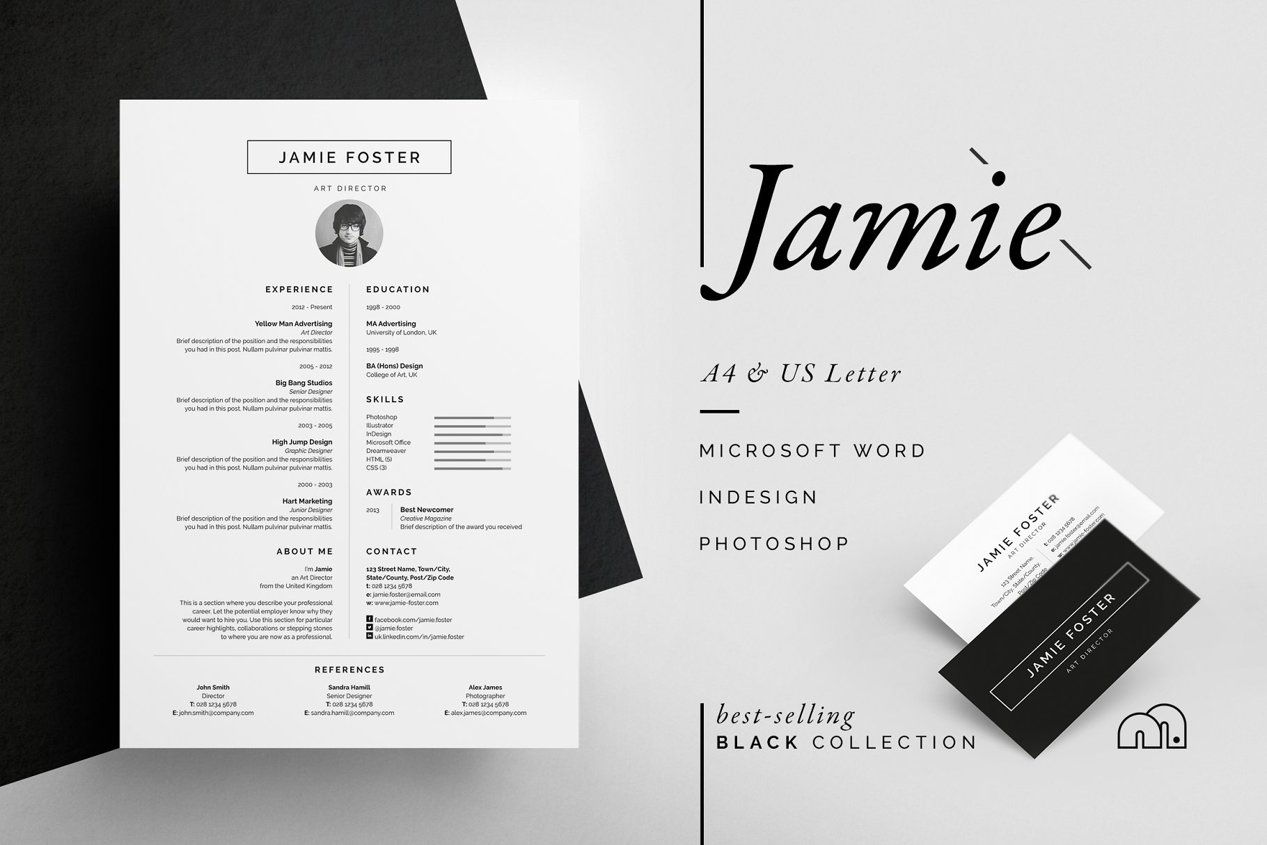 53漂亮个性的简历模板 Jamie – Resume CV