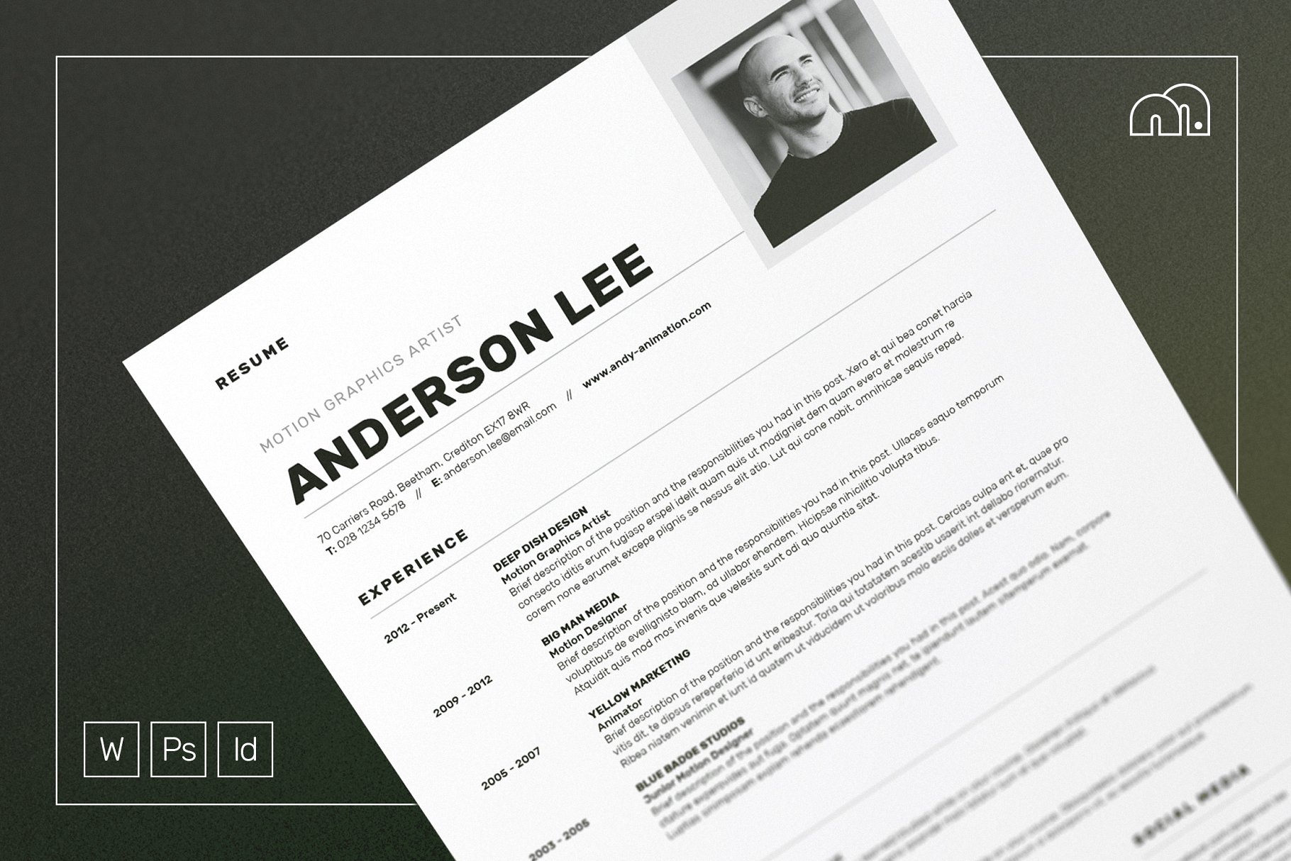 个性专业的简历模板 Anderson – ResumeCV