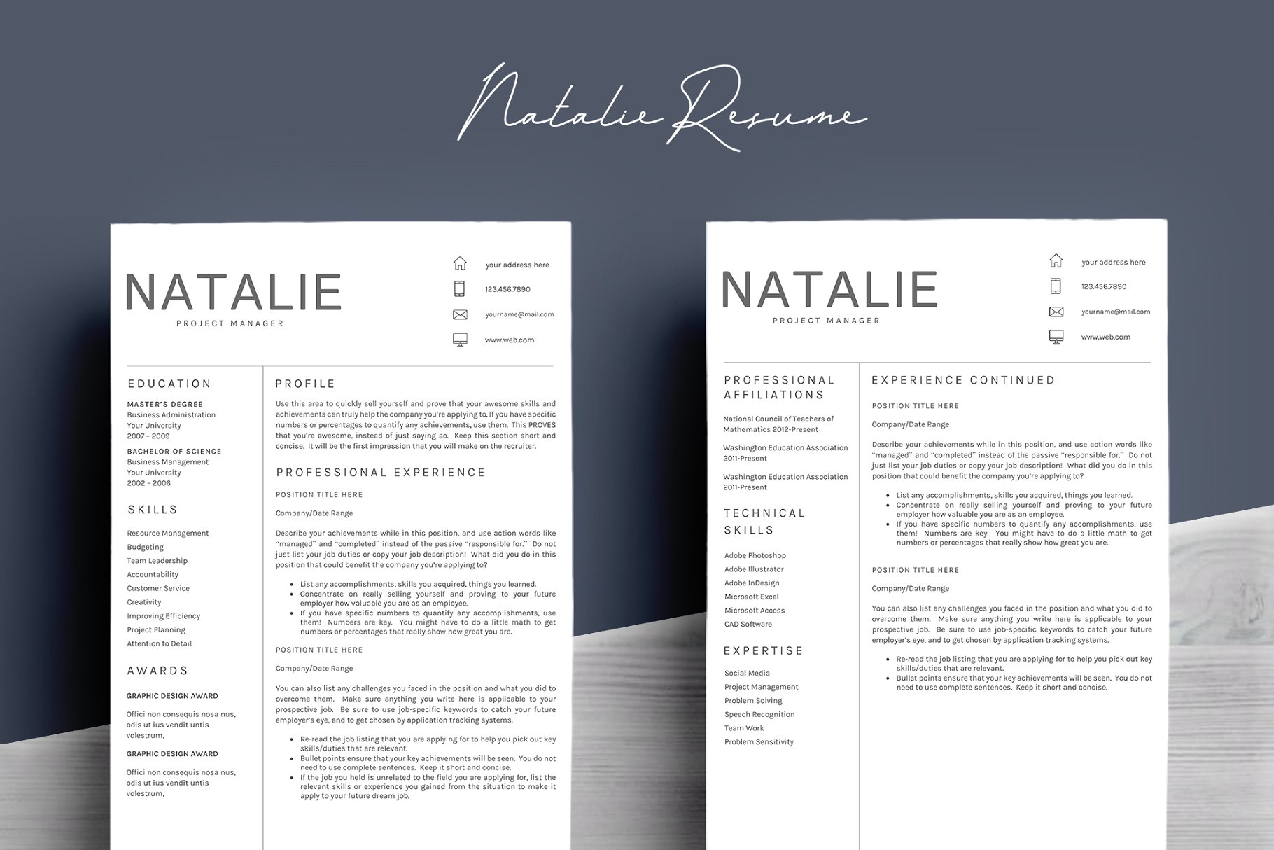 专业的简历模板 Resume Template 5 Page