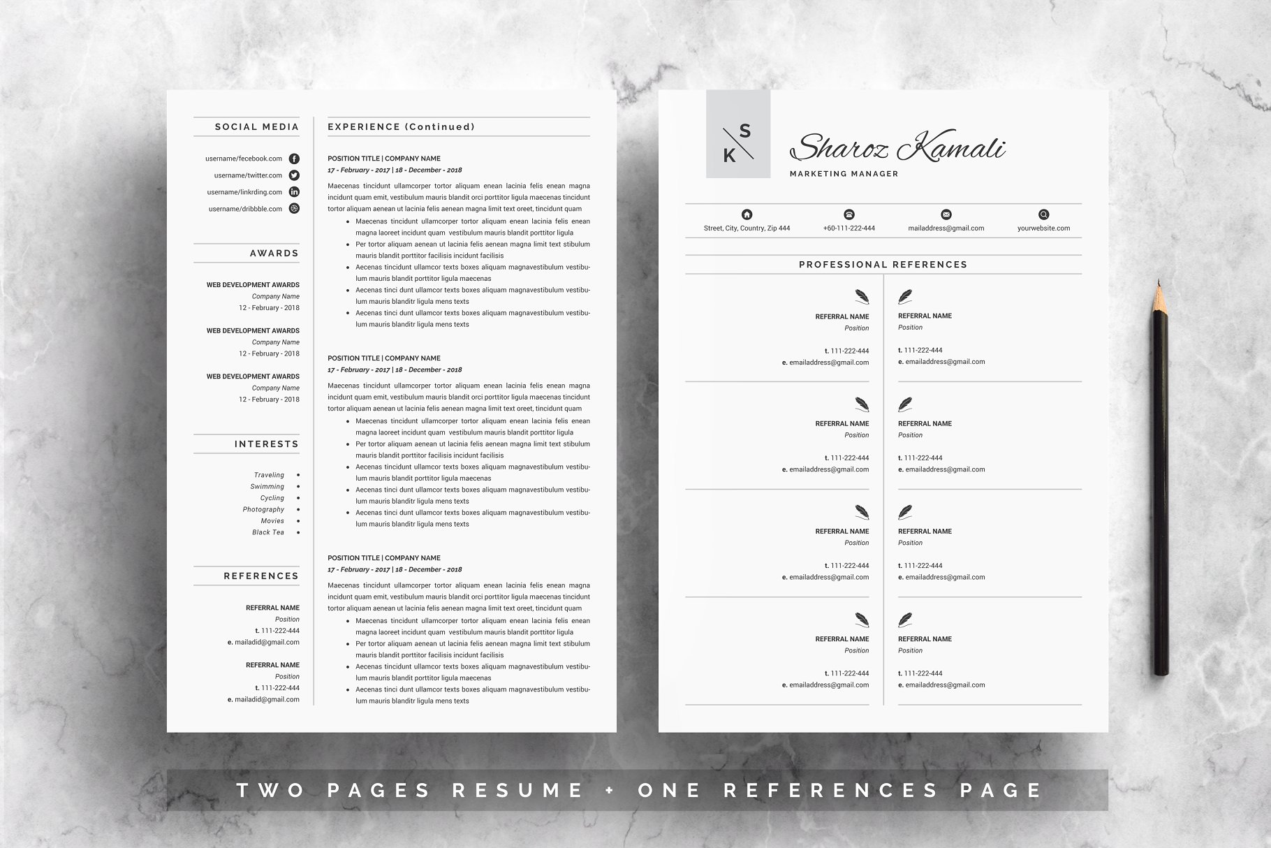 酷炫高端简历模板 Resume Template 4 Pag