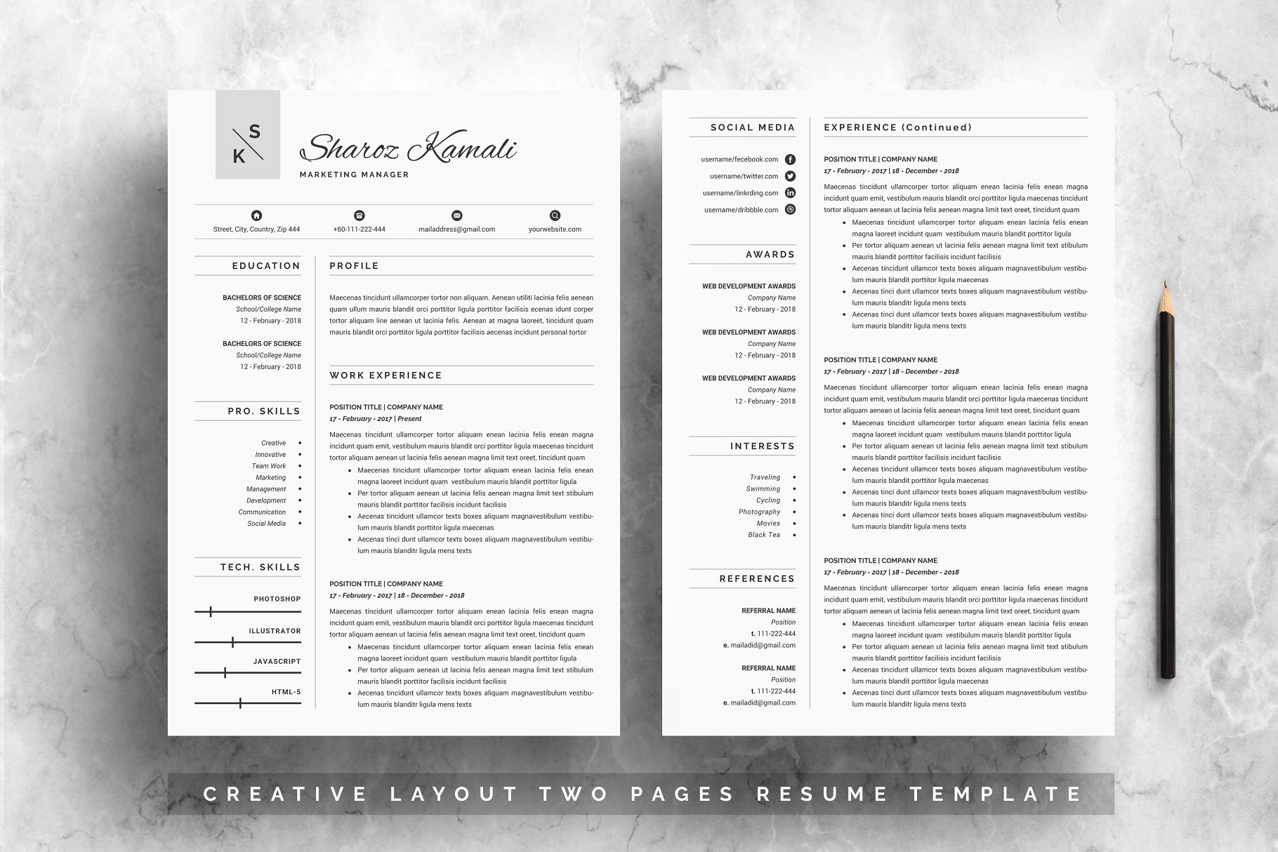 酷炫高端简历模板 Resume Template 4 Pag