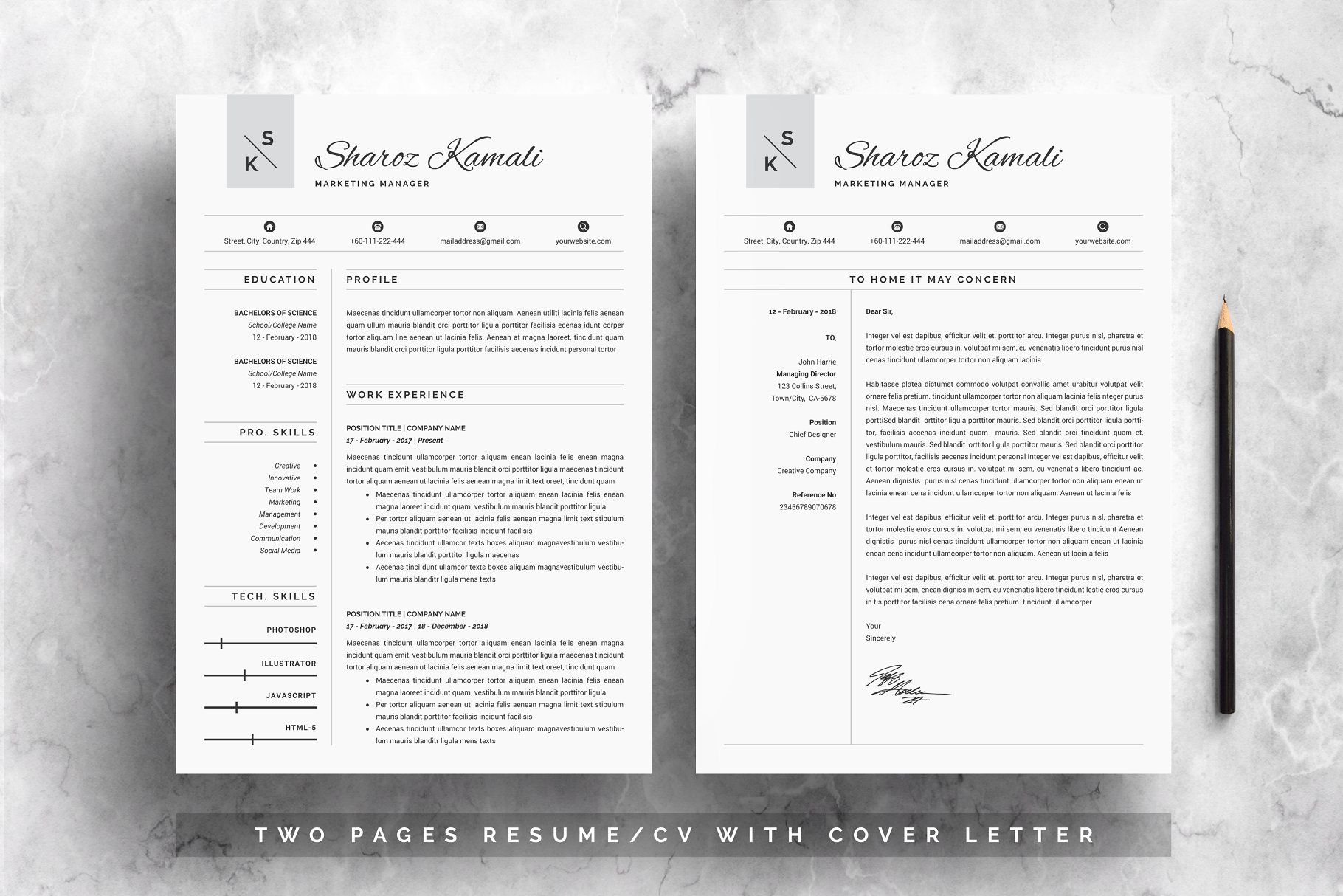 酷炫高端简历模板 Resume Template 4 Pag