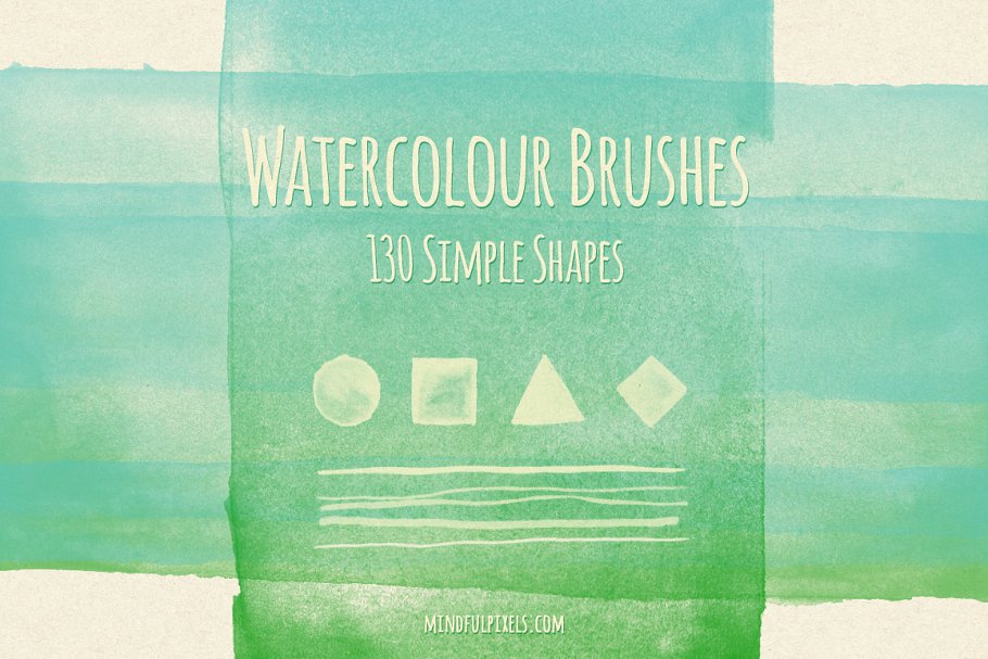 漂亮素材风格的笔刷 Watercolor Brushes V