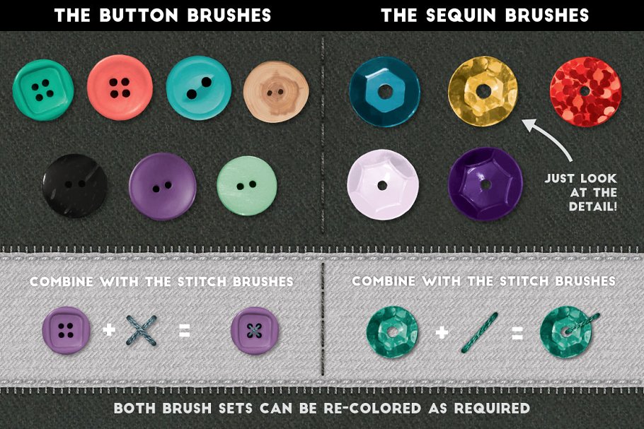 手工缝制效果的笔刷样式下载 Stitch Craft Bru